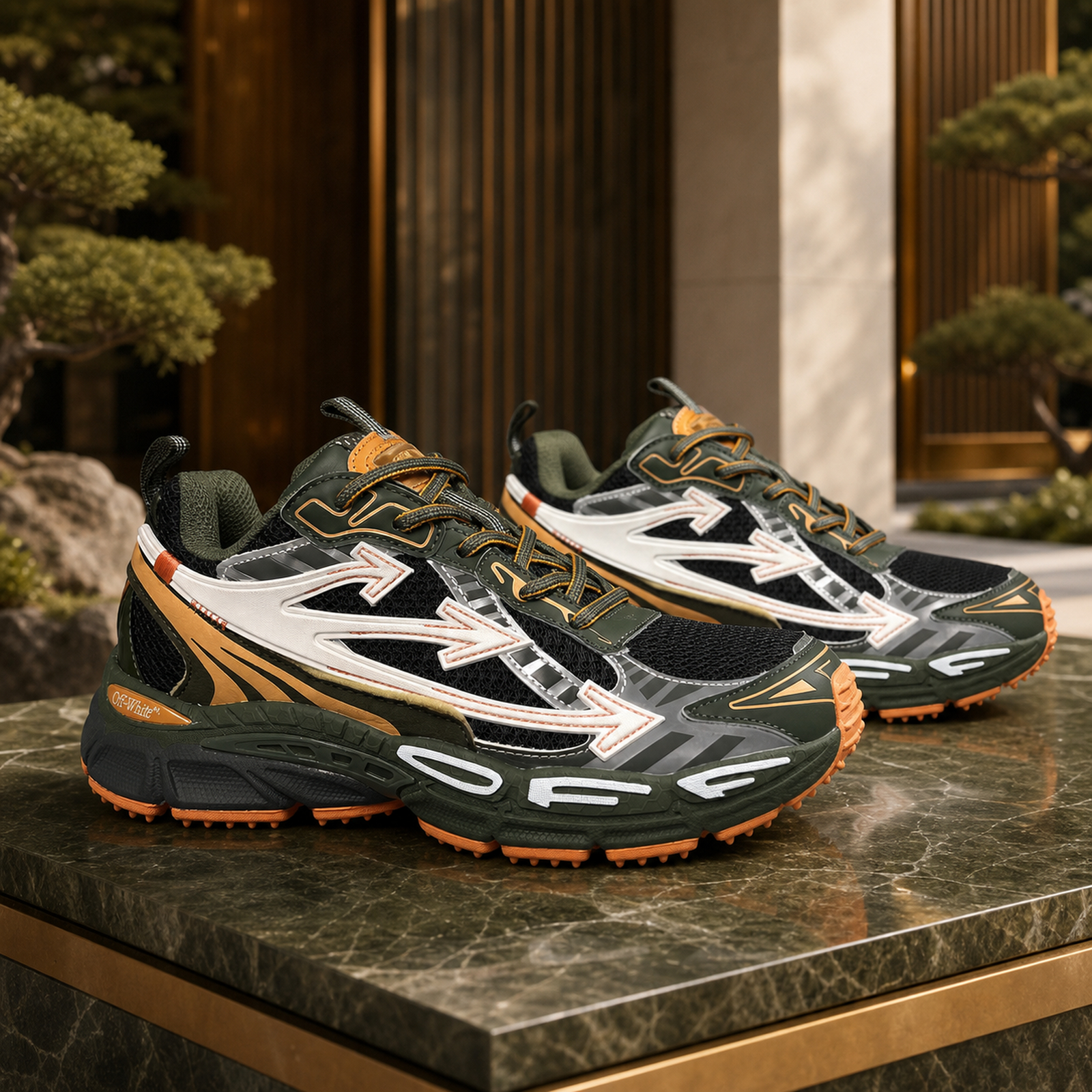 Off-White Be Right Back Green Orange pair