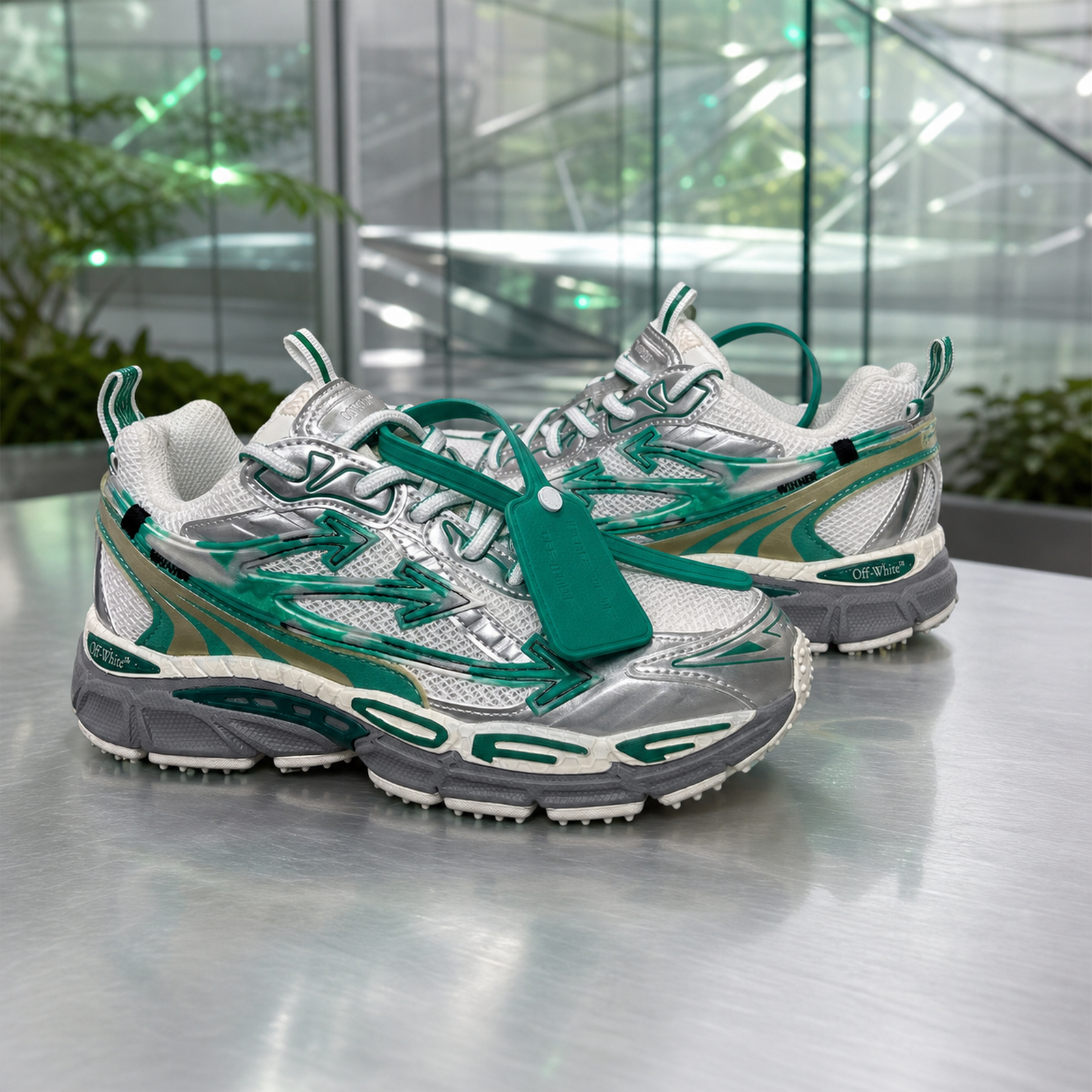 Off-White Be Right Back Green White pair