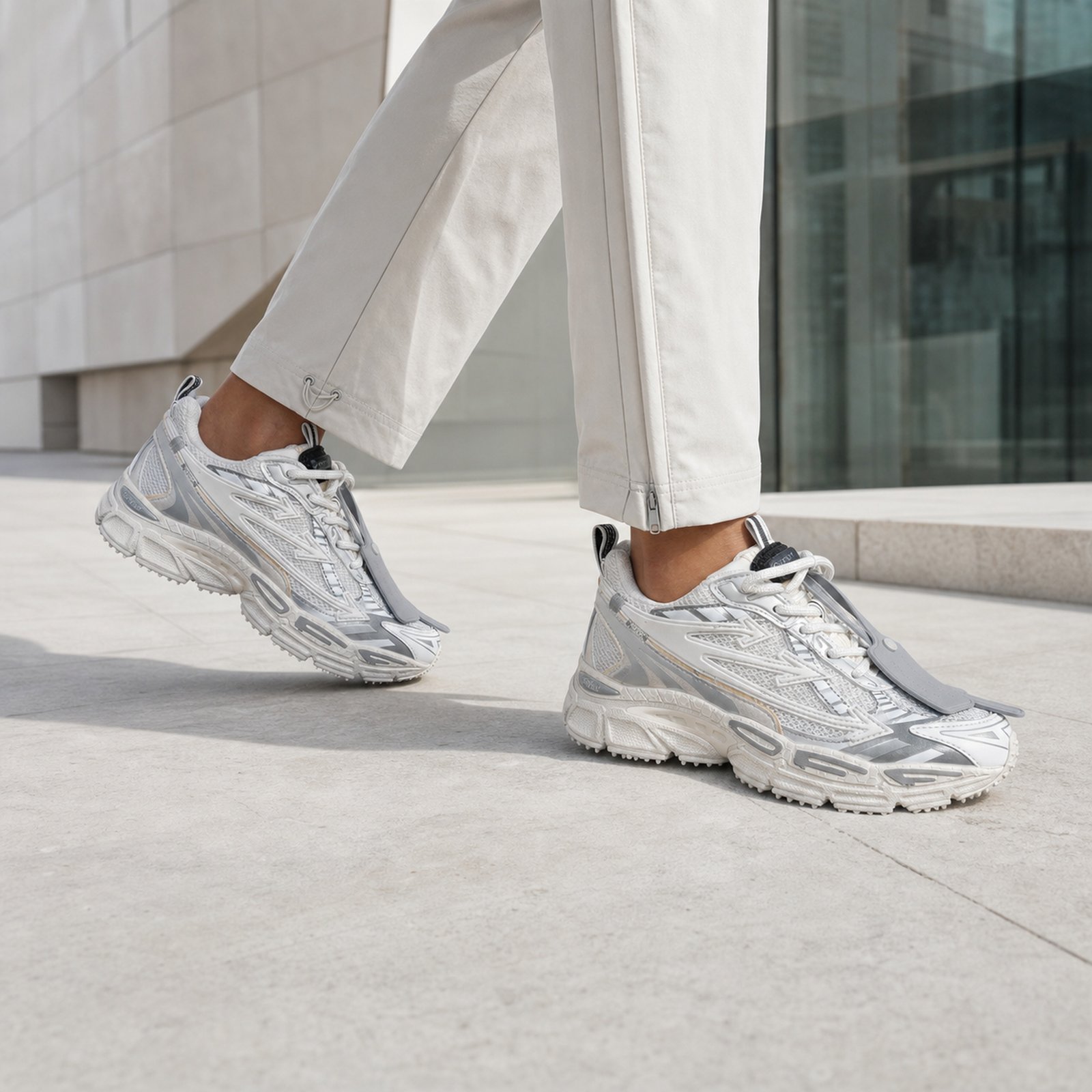 Off-White Be Right Back Grey White on foot
