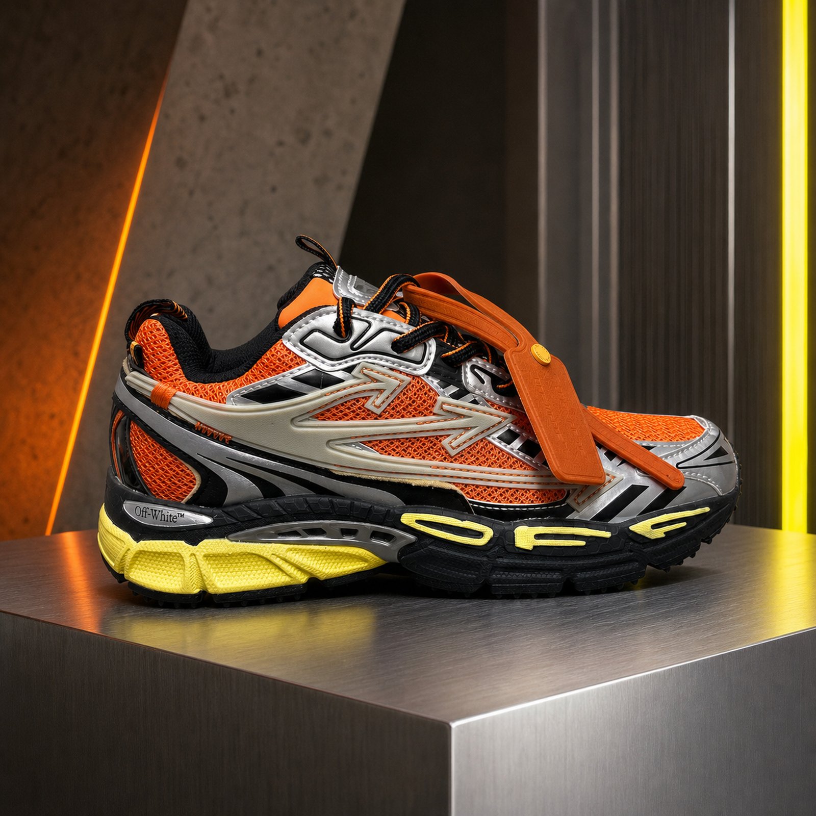 Off-White Be Right Back Orange Silver scene