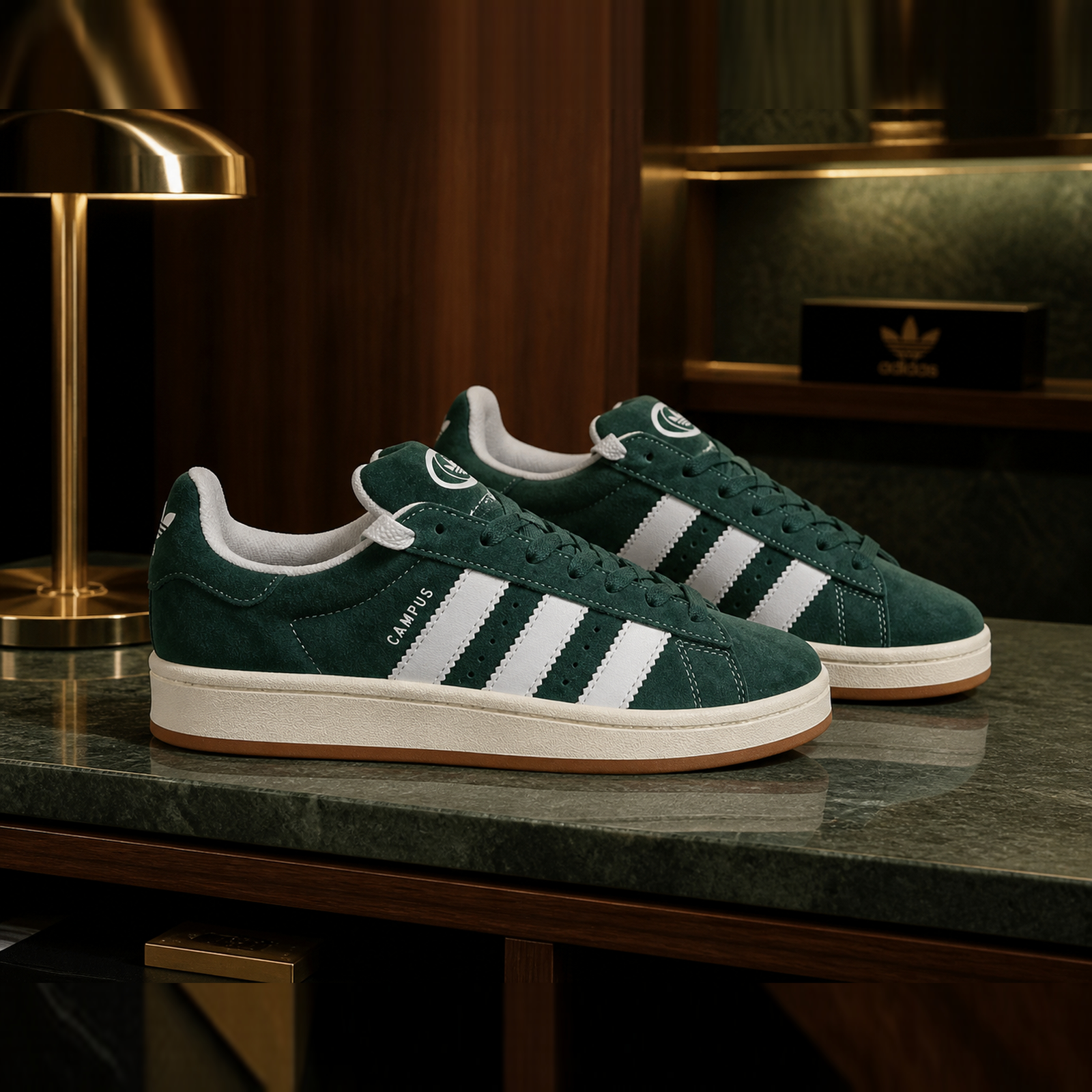 Adidas Campus 00s Dark Green White Gum pair
