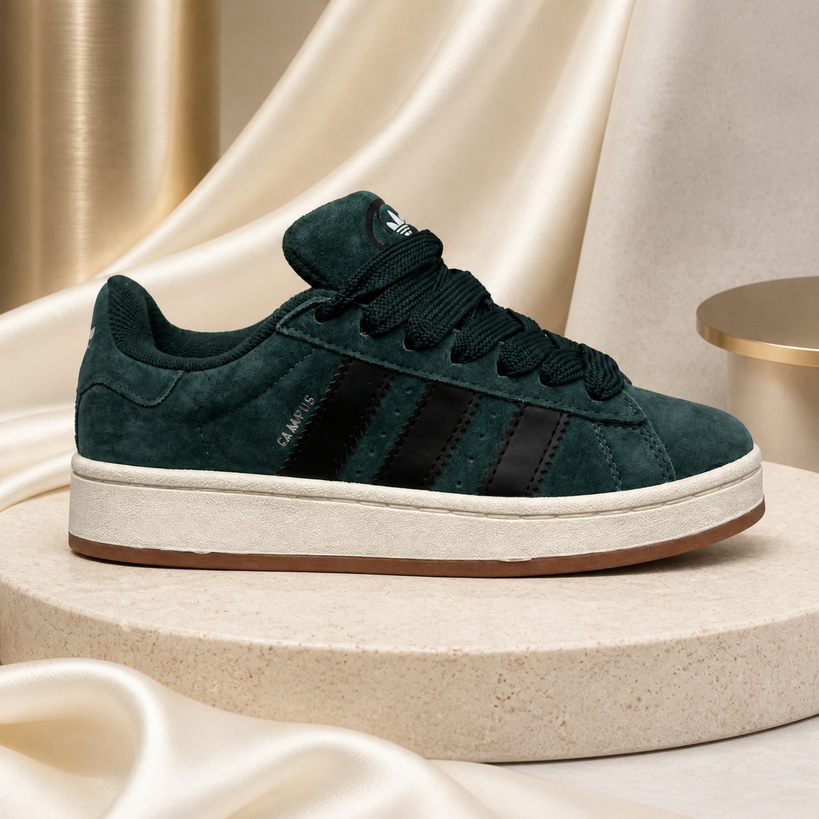 Adidas Campus Platform Forest Green Black Ivory scene
