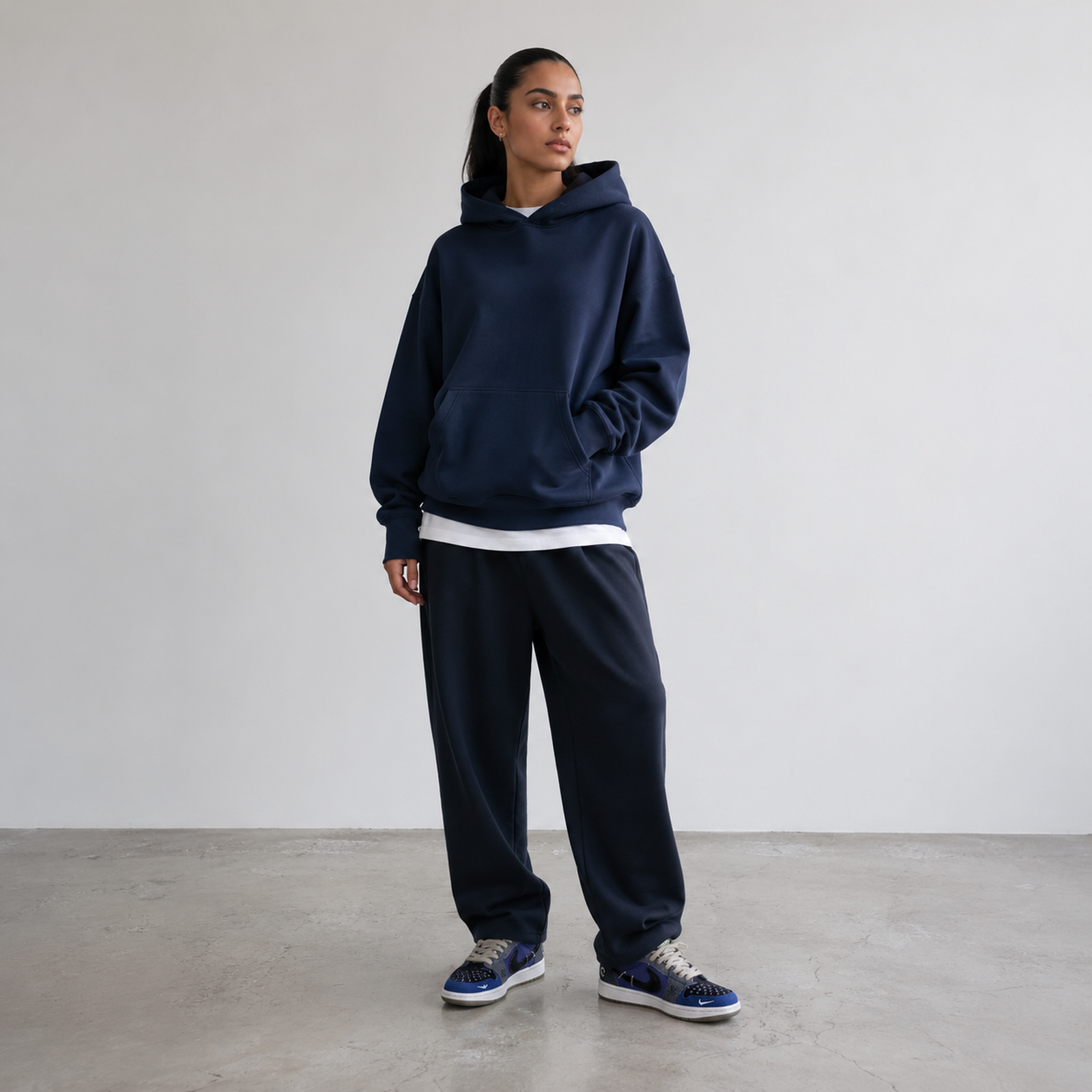 Air Jordan 1 Low Navy Patchwork on foot