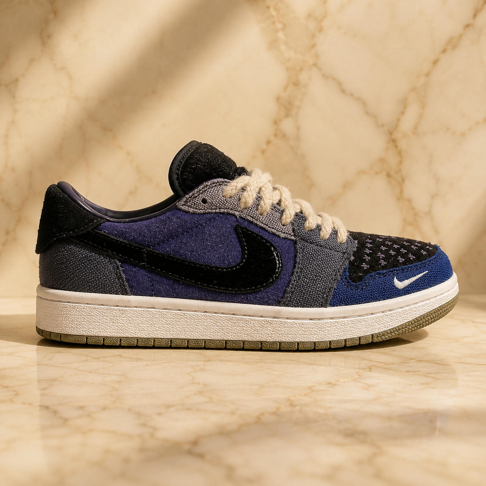 Air Jordan 1 Low Navy Patchwork scene