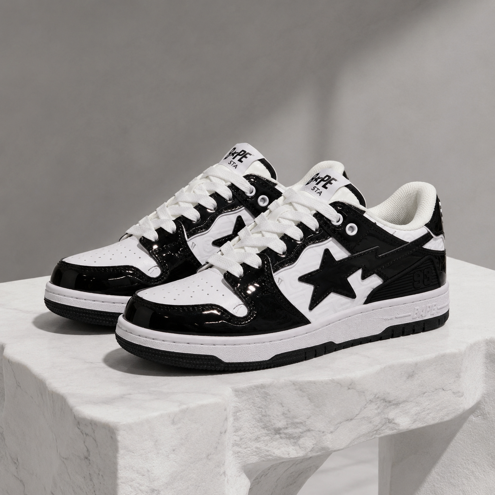 BAPE STA Black Patent White studio