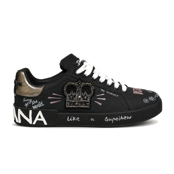 Dolce & Gabbana Portofino Crown Graffiti Black Pink Silver