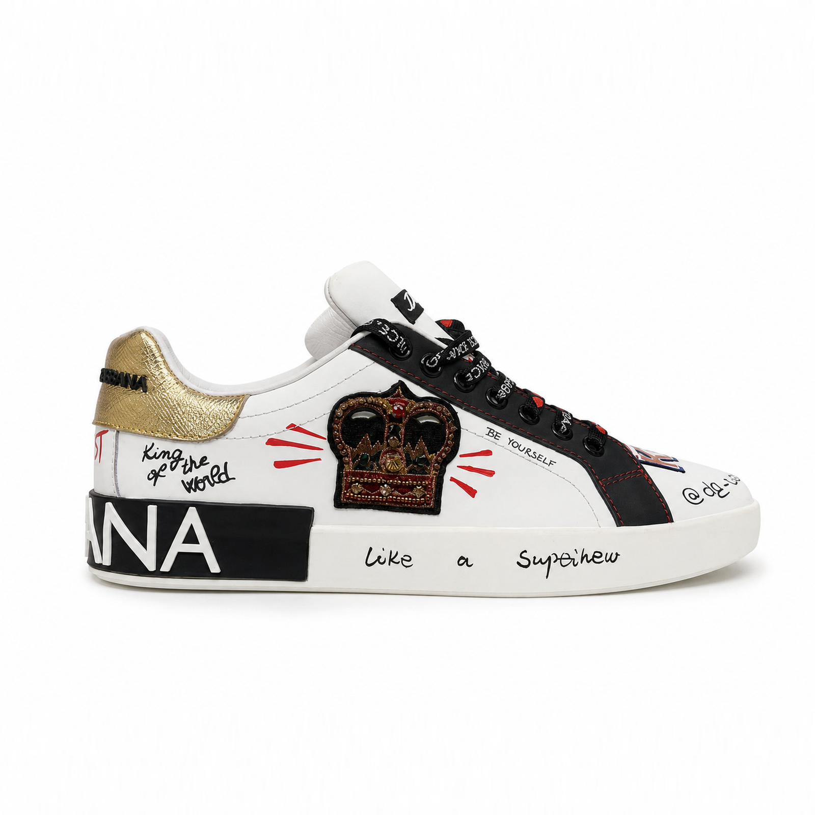 Dolce & Gabbana Portofino Crown Graffiti White Black Red Gold