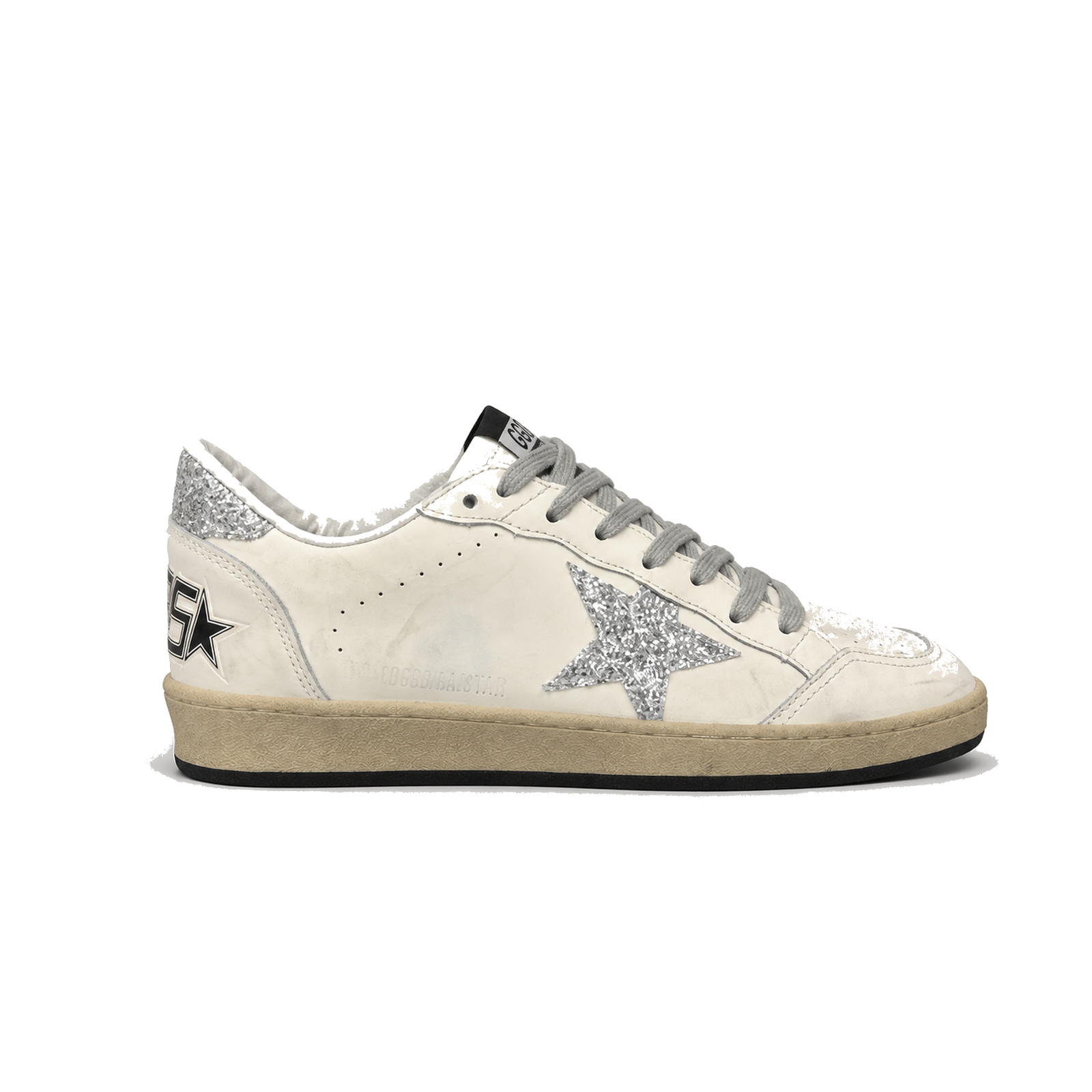 Golden Goose Ball Star White Silver Glitter Gray