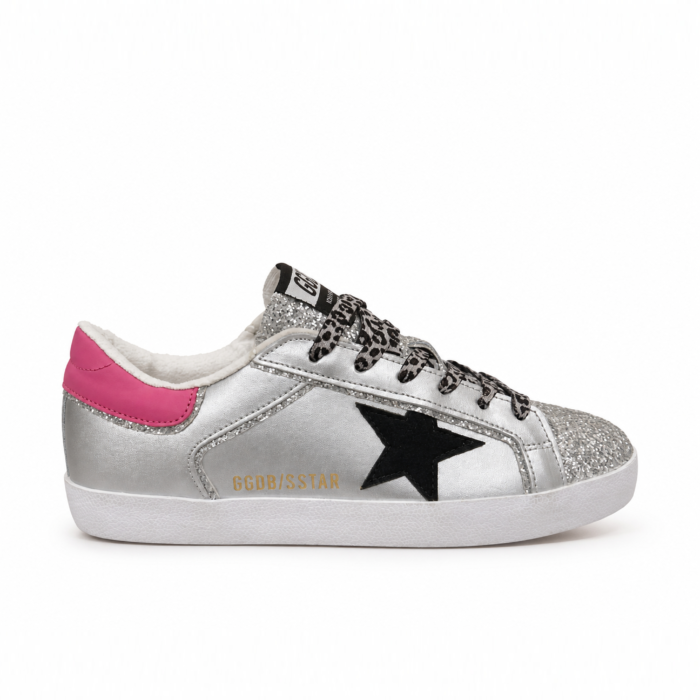 Golden Goose Super Star Custom Silver Black Pink Glitter Leopard