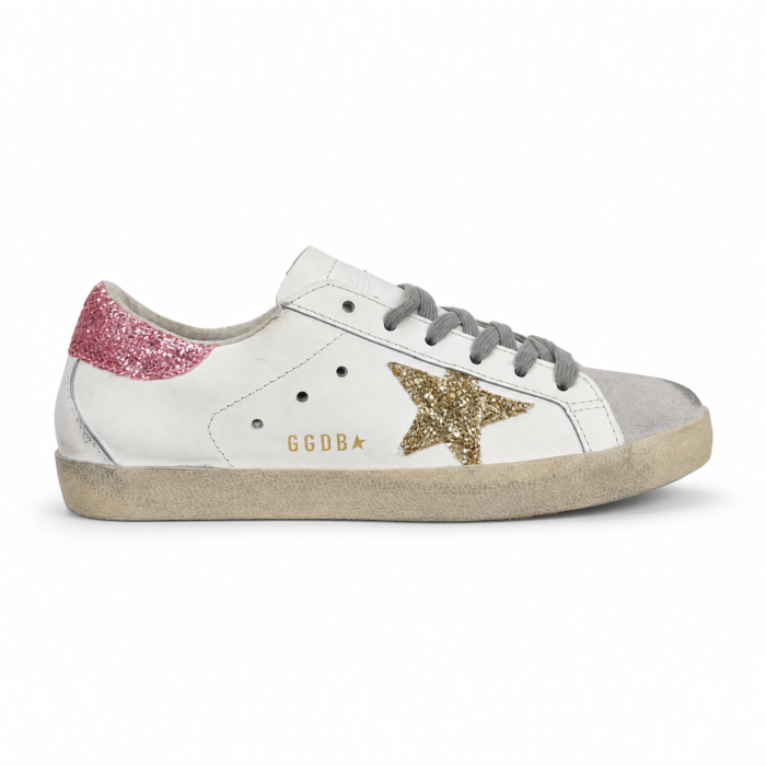Golden Goose Super Star Custom White Gold Pink Glitter