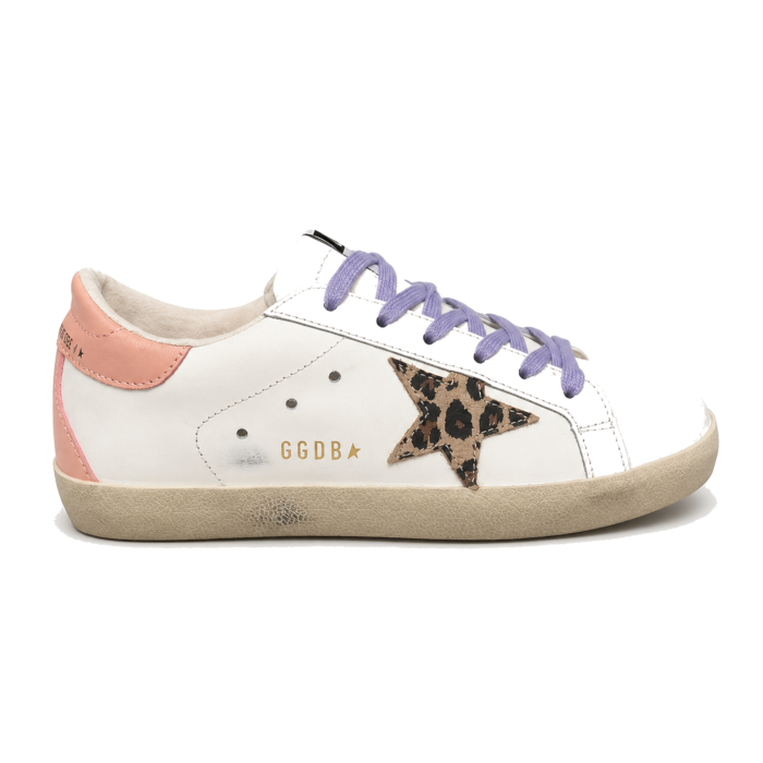 Golden Goose Super Star Custom White Leopard Pink Lilac