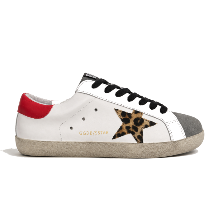Golden Goose Super Star Custom White Leopard Red Gray