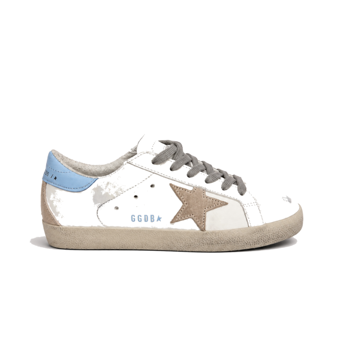 Golden Goose Super Star Custom White Taupe Sky Blue