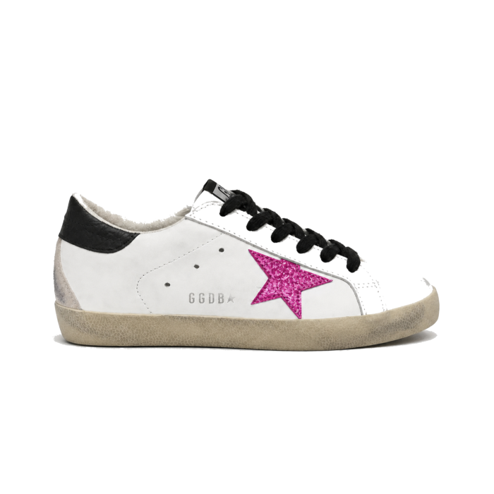 Golden Goose Super Star White Magenta Glitter Black