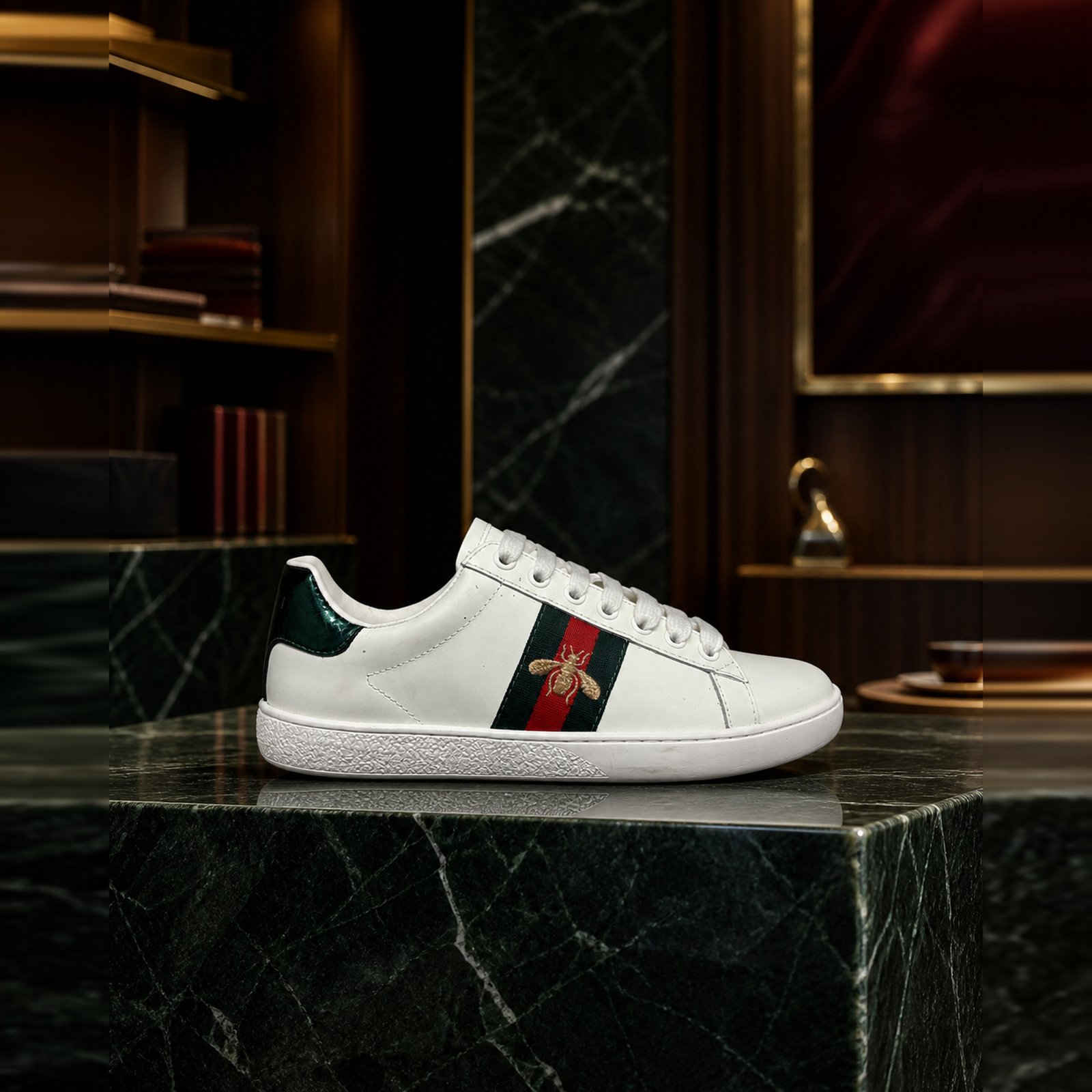 Gucci Ace Bee White Green Red Gold scene