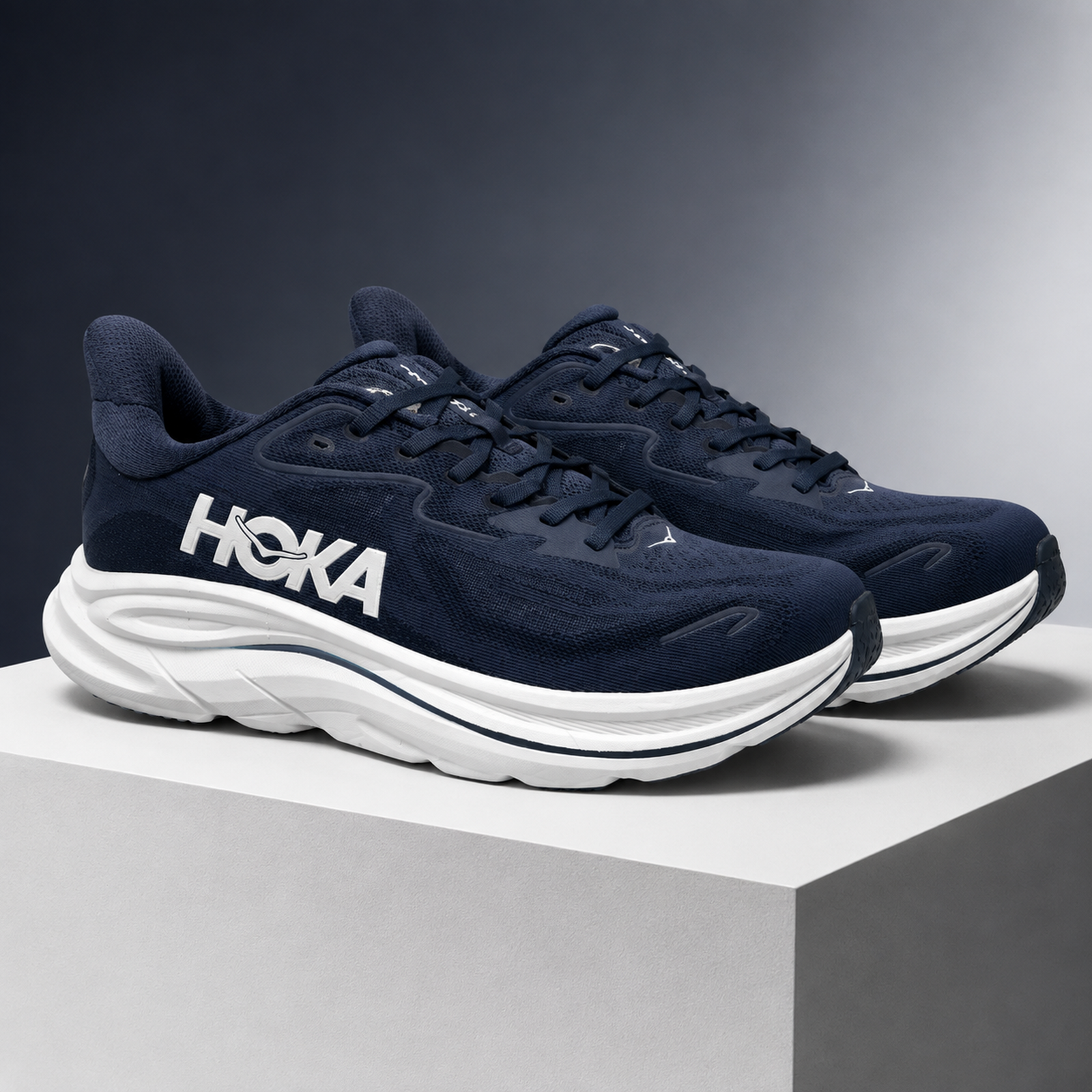 Hoka Performance Runner Navy White studio