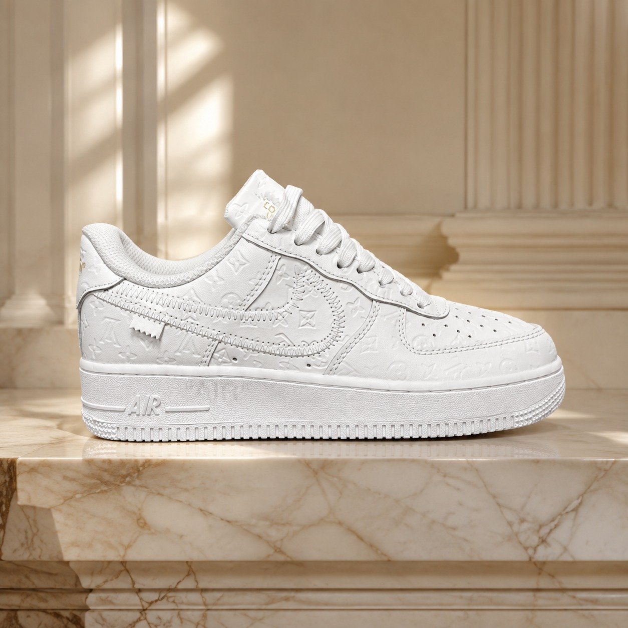 Louis Vuitton x Nike Air Force 1 Triple White Monogram scene