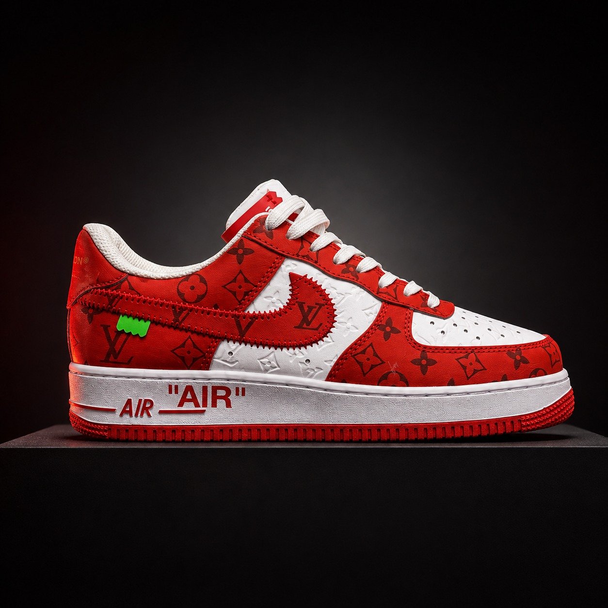 Louis Vuitton x Nike Air Force 1 White Red Monogram studio