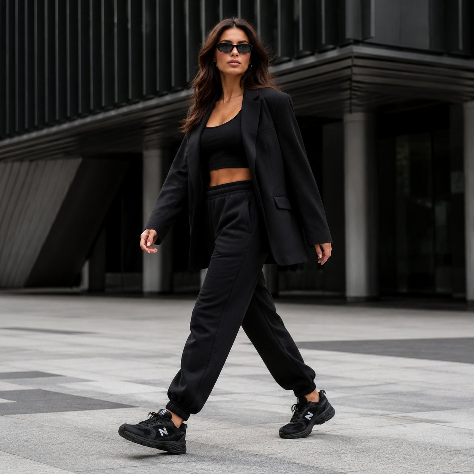 New Balance 530 Triple Black on foot