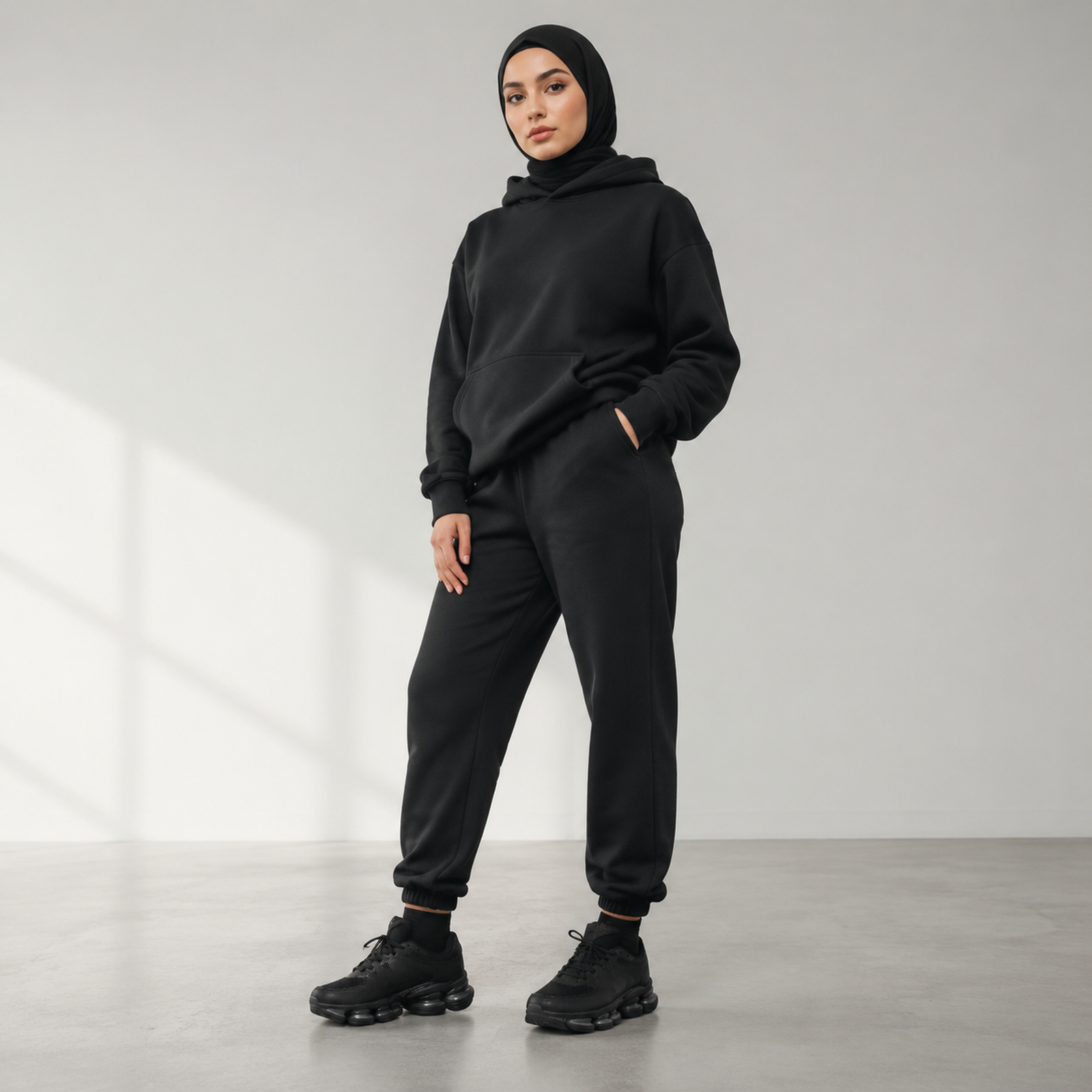 New Balance Pod Runner Triple Black on foot