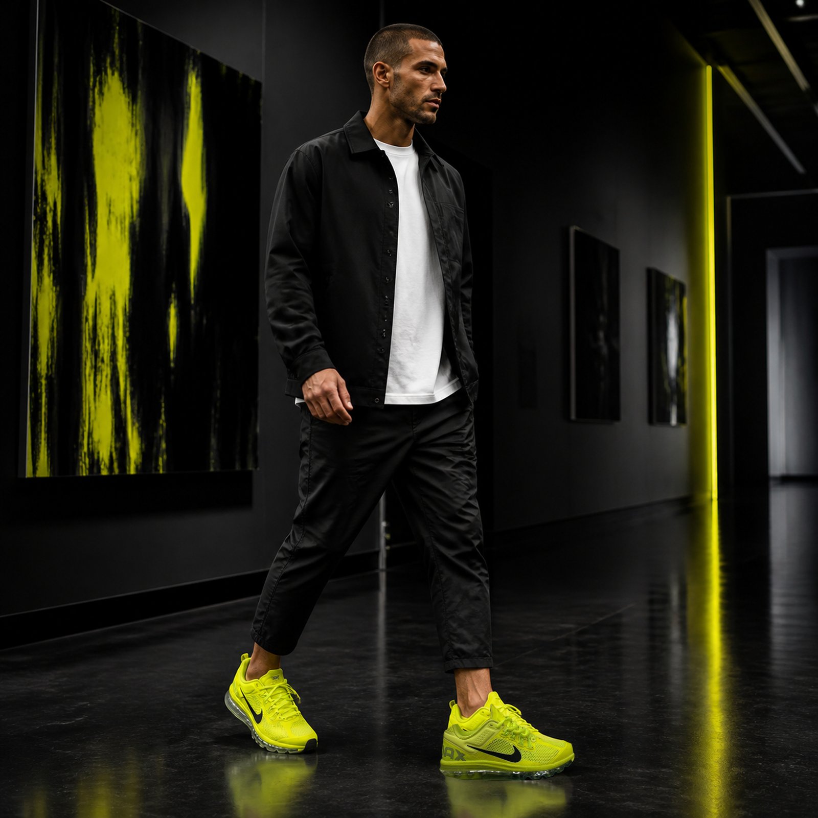Nike Air Max Custom Volt Black on foot
