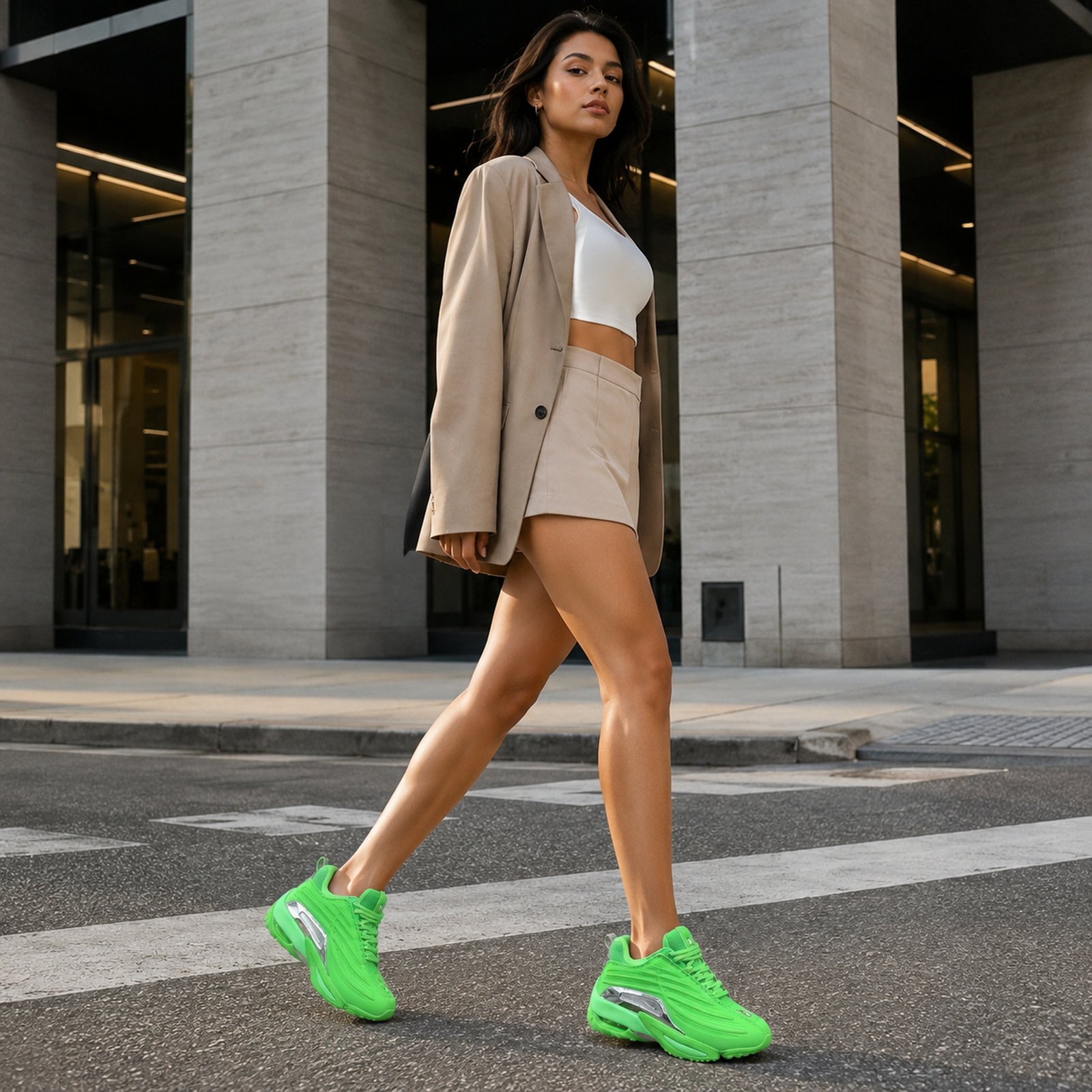 Nike Air Max Drift Neon Green on foot