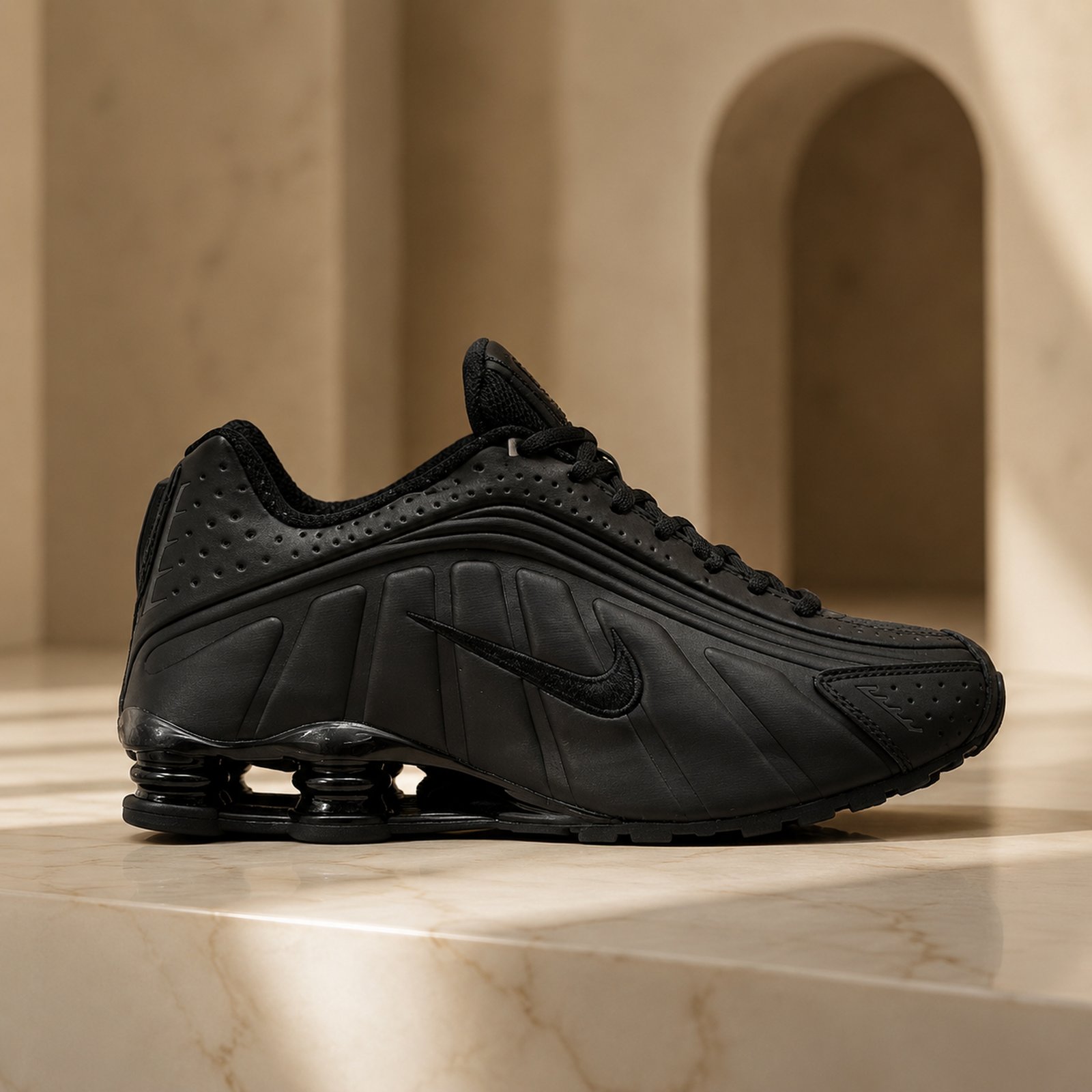 Nike Shox R4 Triple Black scene