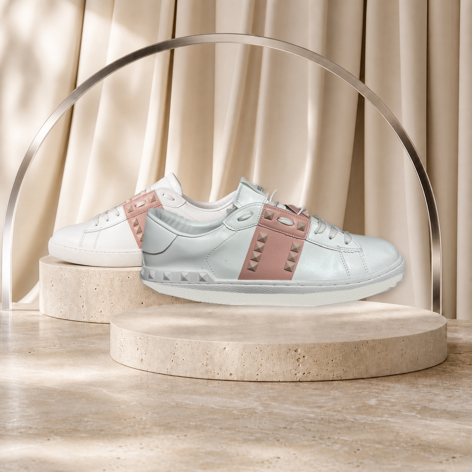 Valentino Rockstud Untitled White Blush Pink pair