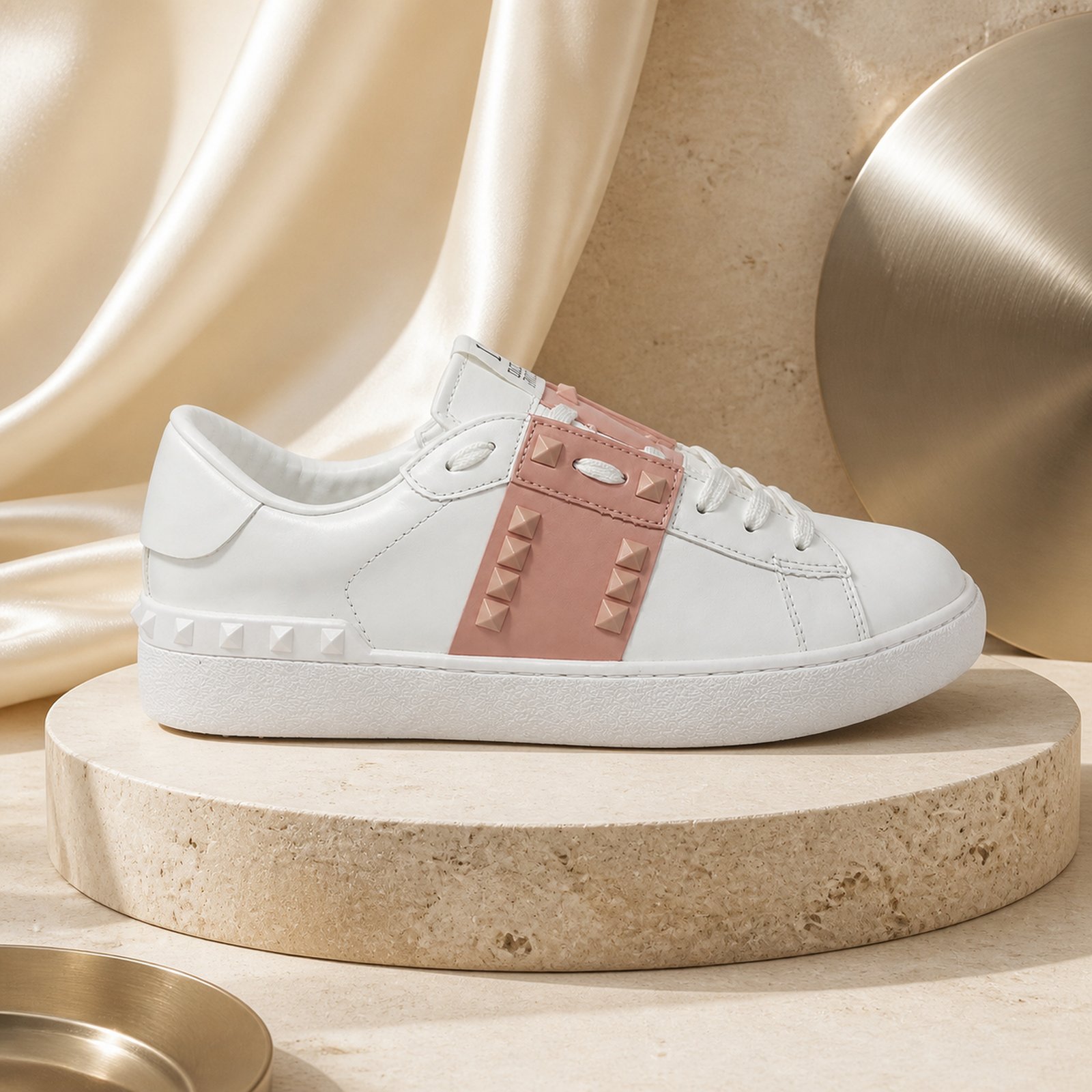 Valentino Rockstud Untitled White Blush Pink scene
