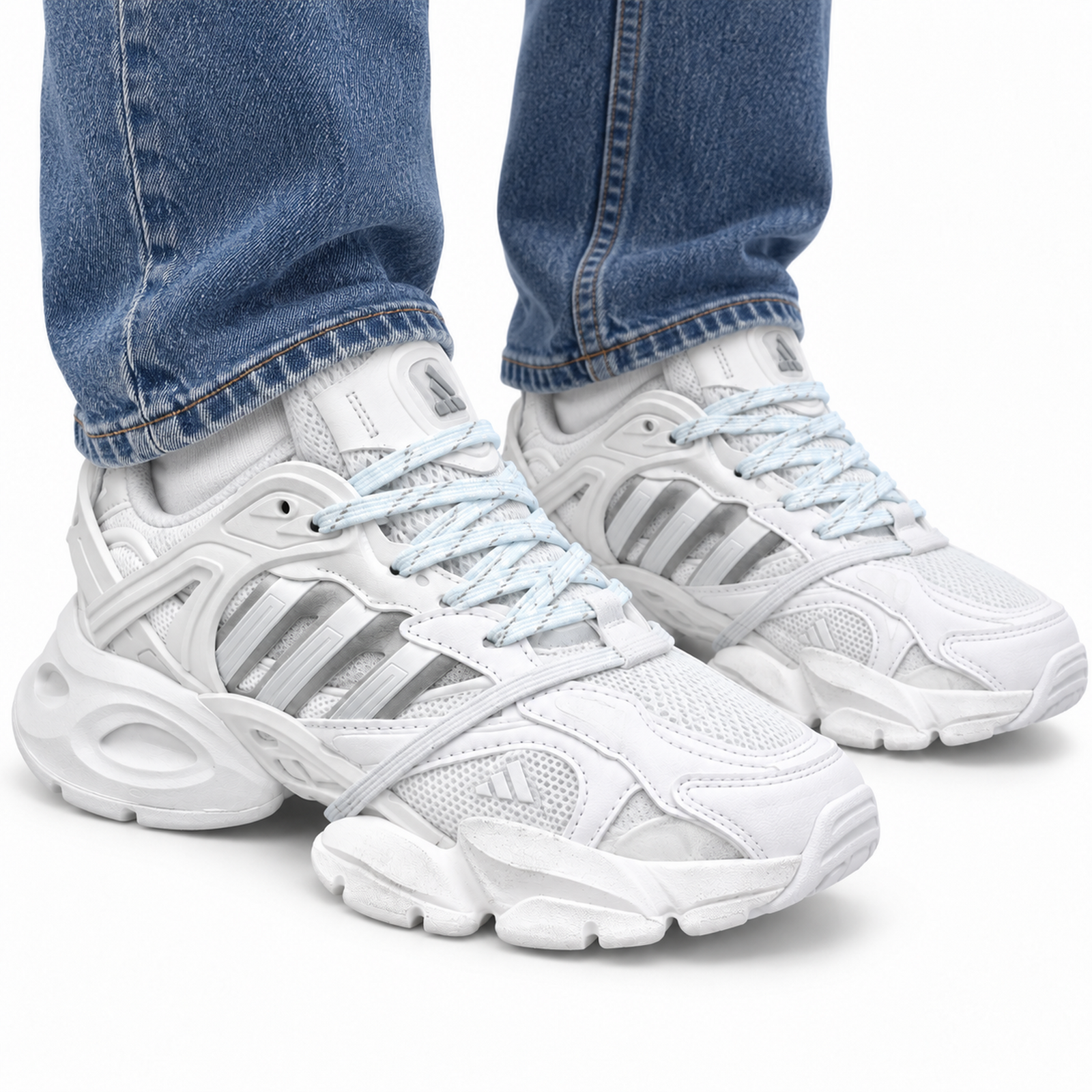 Adidas Vento XLT Triple White on foot