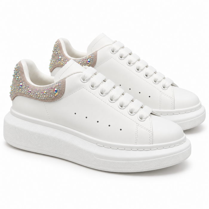 Alexander McQueen Oversized White Taupe Crystal Heel