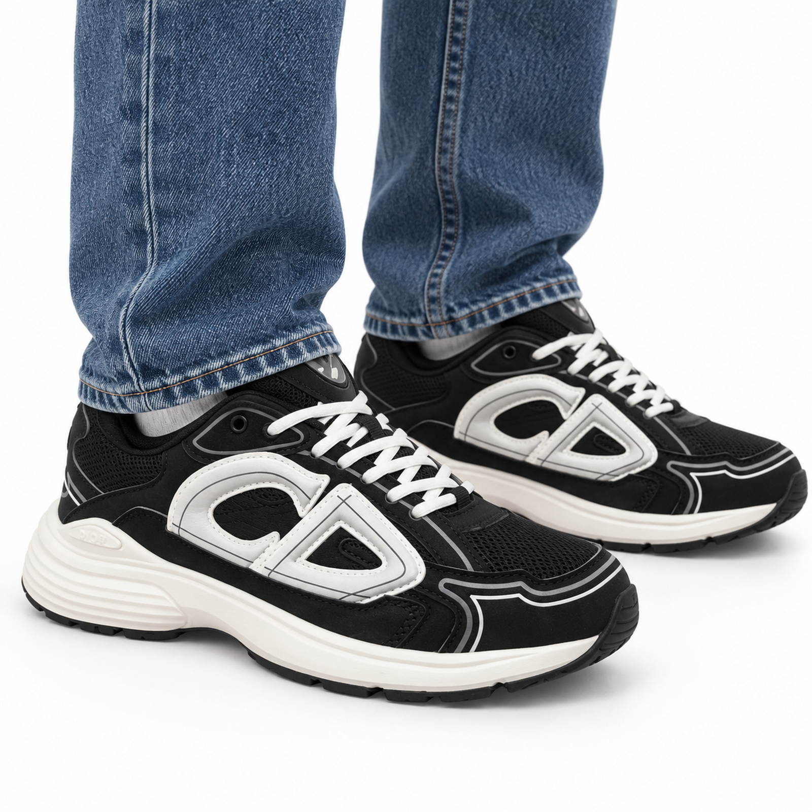 Dior B30 Black Cream on foot