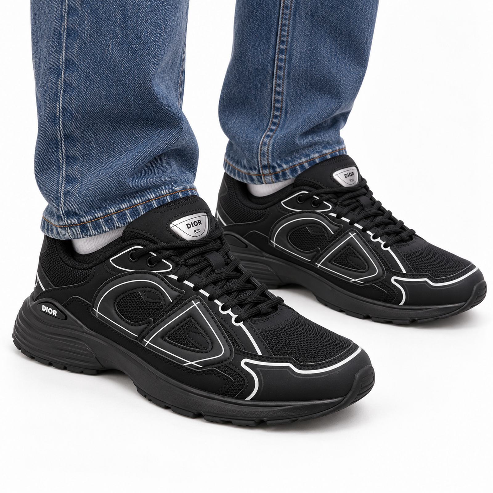 Dior B30 Triple Black on foot