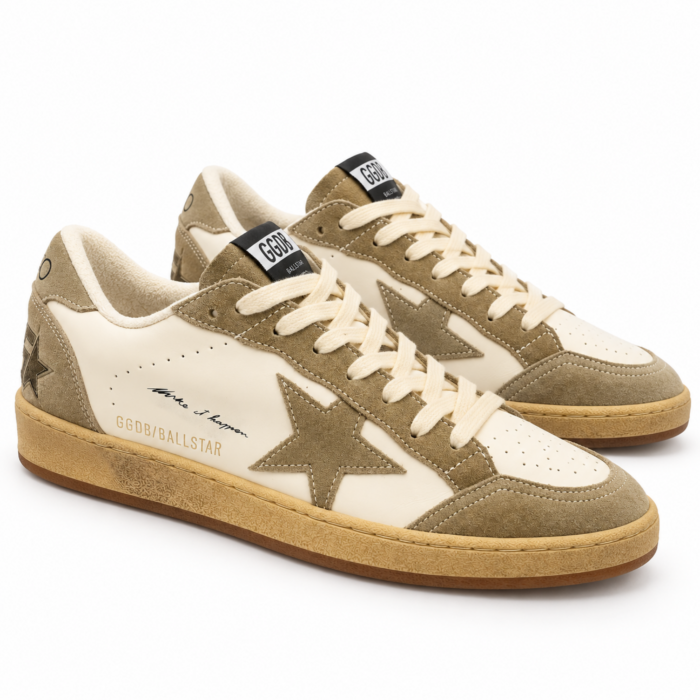 Golden Goose Ball Star Cream Taupe Suede