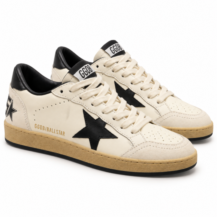 Golden Goose Ball Star White Black Leather