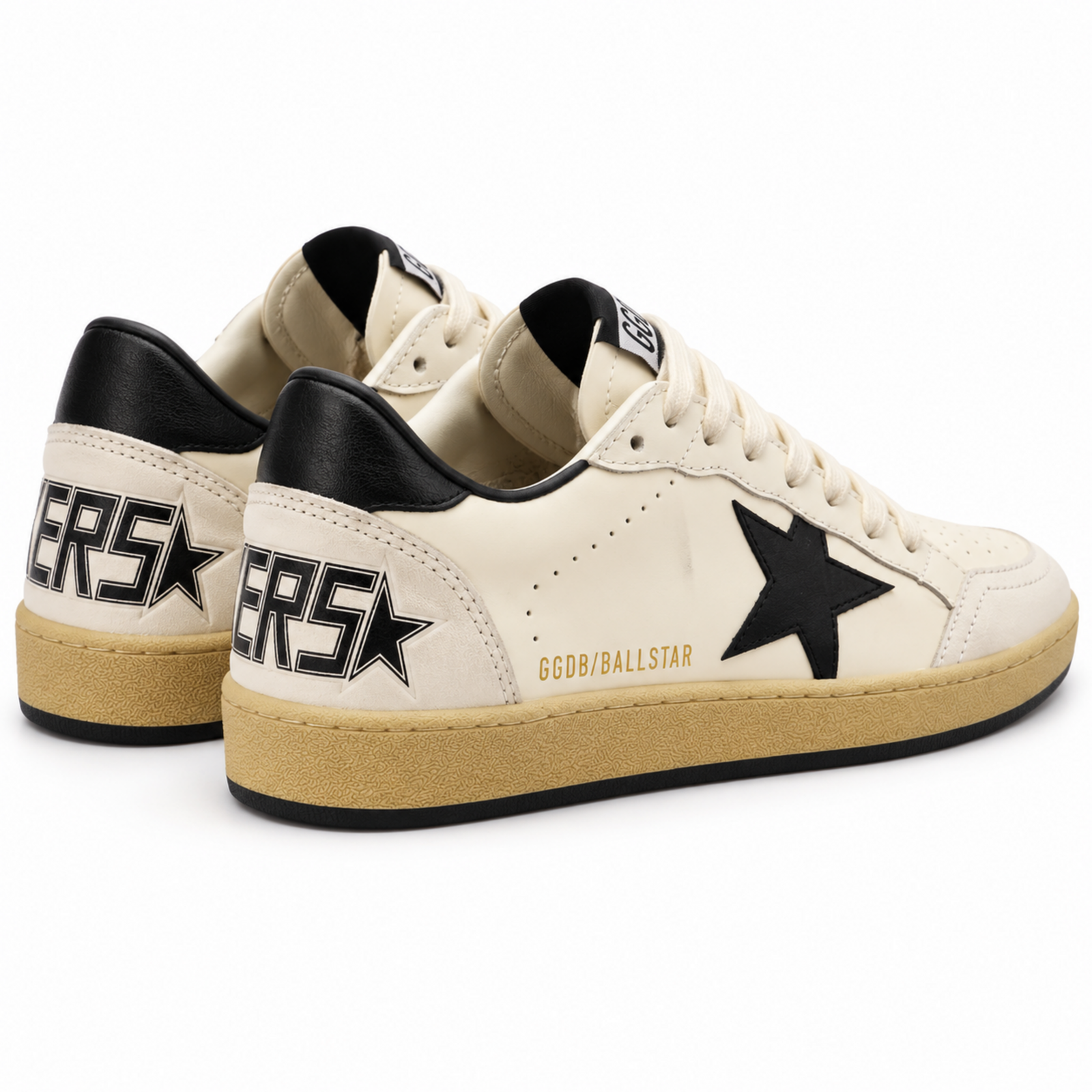 Golden Goose Ball Star White Black Leather studio
