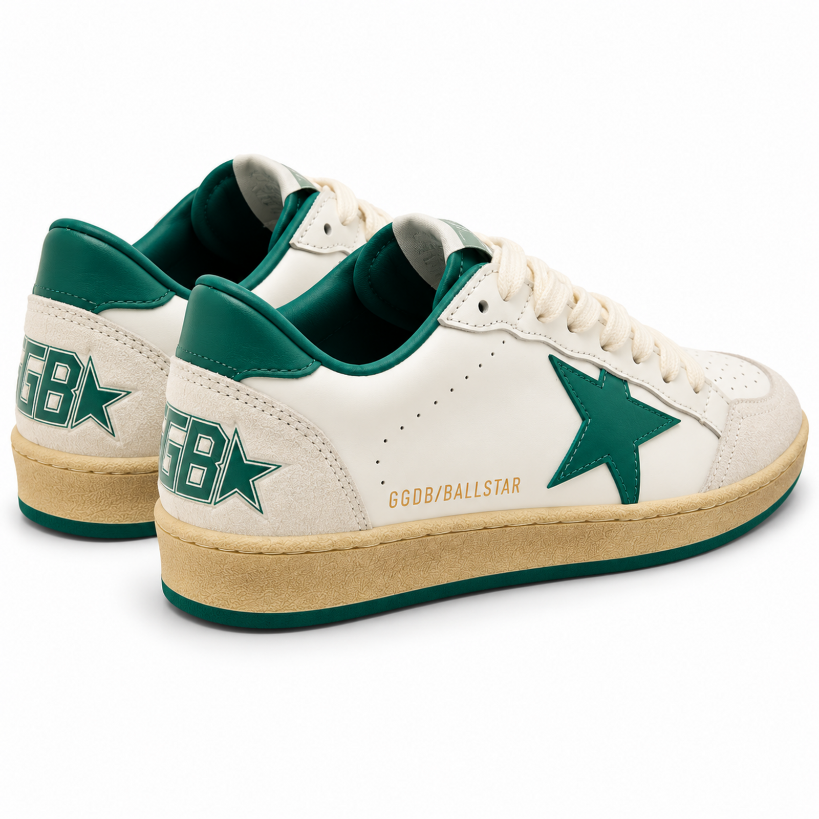 Golden Goose Ball Star White Green Leather studio