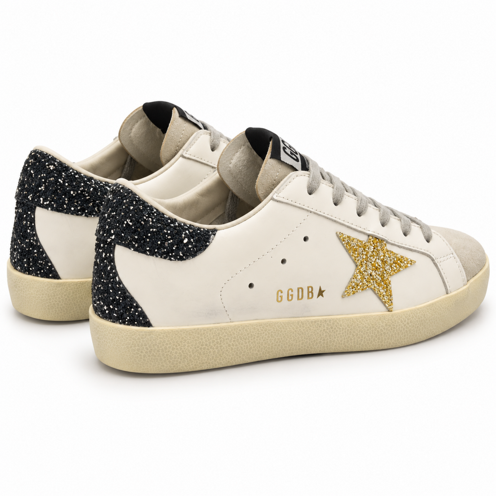 Golden Goose Super Star White Gold Glitter Black studio