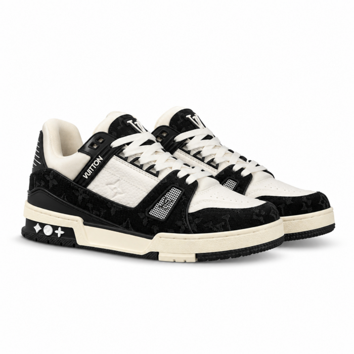 Louis Vuitton Trainer Black Grey Cream