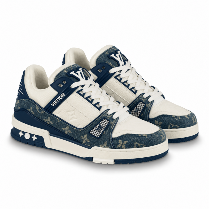 Louis Vuitton Trainer Navy Monogram Cream