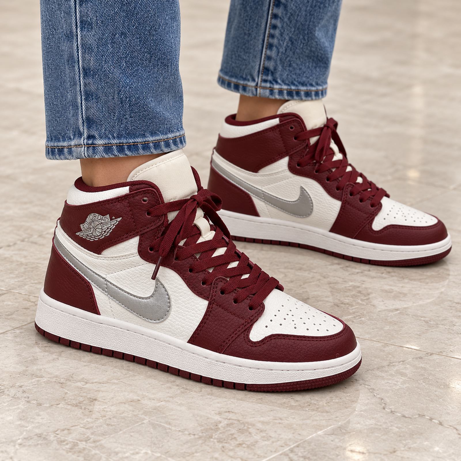 Air Jordan 1 Mid Bordeaux onfoot
