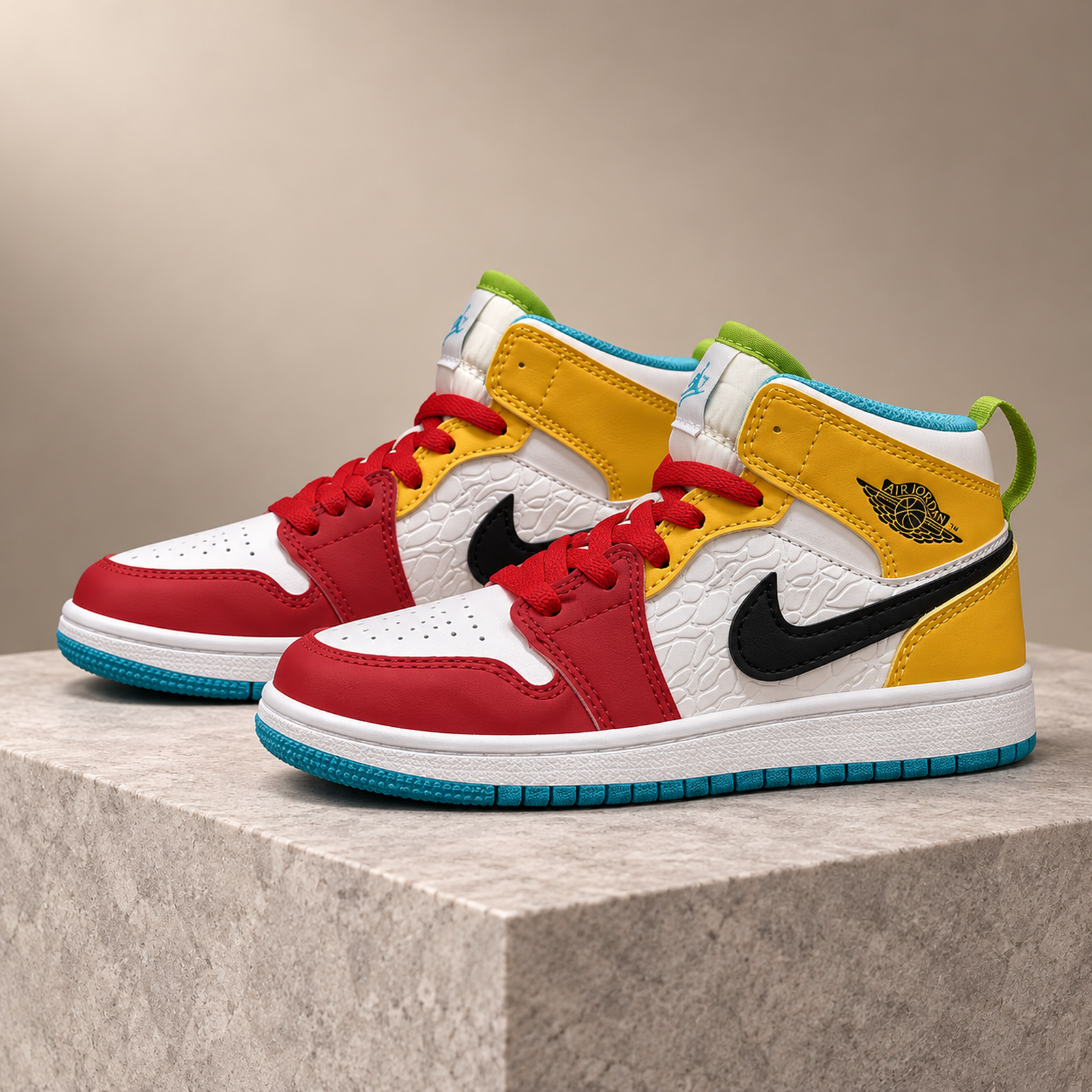 Air Jordan 1 Mid Red Yellow studio